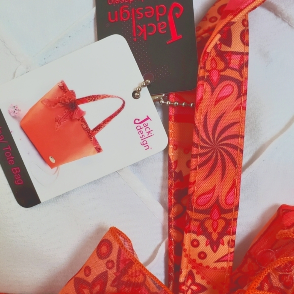 NWT Small orange Tote bag with ribbon - Picture 3 of 3